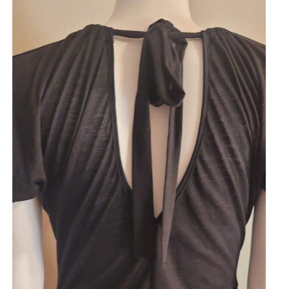 Vintage 80s Feather Wing Rhinestone Open Back Blouse Sz Medium Retro Kitschy - Picture 3 of 10